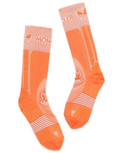 Moncler Genius Moncler X Adidas Originals Logo Intarsia Socks - Orange