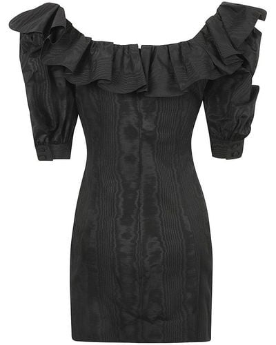 Alessandra Rich Ruffled Lace-up Mini Dress - Black