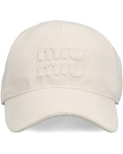 Miu Miu Logo Embroidered Baseball Cap - White