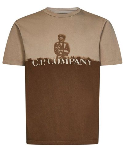 C.P. Company Tie Dye Effect Crewneck T-shirt - Brown