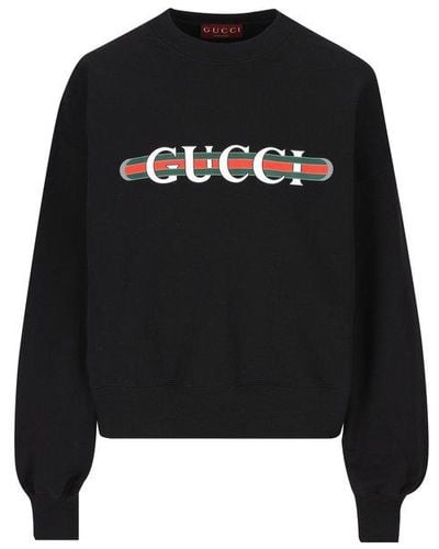 Gucci Logo Printed Jersey Sweatshirt - Black