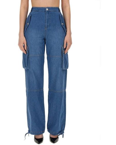 Moschino Jeans Logo Patch Cargo Jeans - Blue
