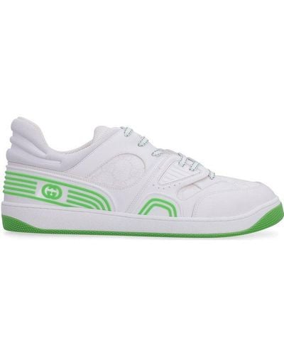 Gucci Basket Panelled Lace-up Trainers - Green