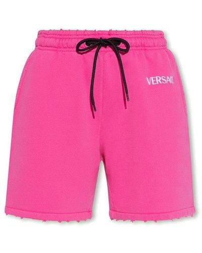 Versace Pink Cotton Shorts With Logo