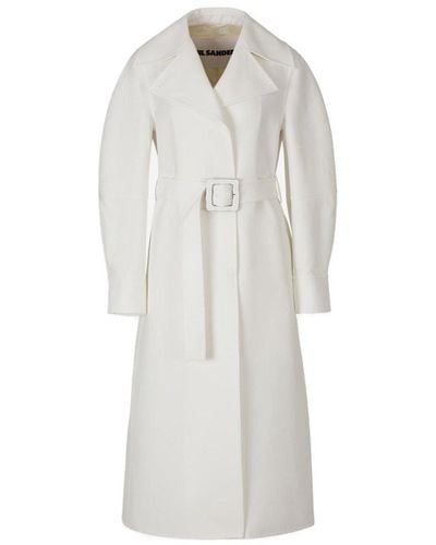 Jil Sander Belted Long-sleeved Trench Coat - White