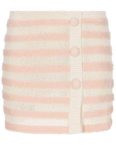 Balmain Short Striped Tweed Skirt - Pink