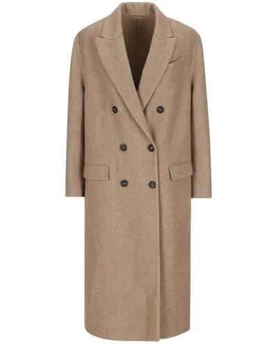 Brunello Cucinelli Double-breasted Straight Hem Coat - Natural