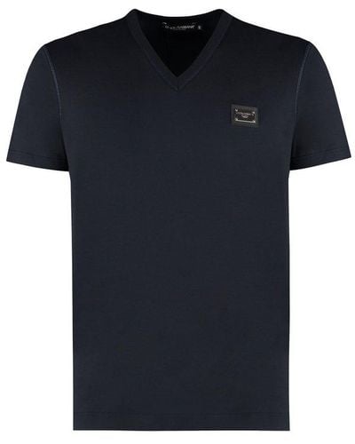 Dolce & Gabbana Logo Patch V-neck T-shirt - Black
