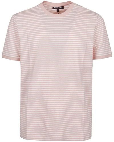 Michael Kors Feeder Striped Crewneck T-shirt - Pink