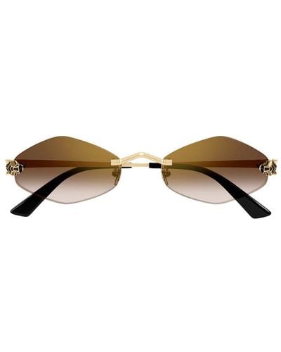 Cartier Round Frame Sunglasses In Gold Gold Grey | ModeSens