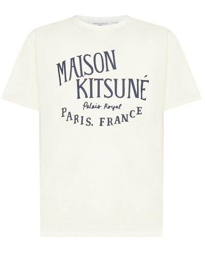 Maison Kitsuné Logo Print Crewneck T-shirt - White