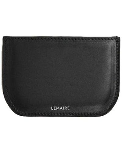 Lemaire Calepin Card Holder Black In Leather - Grey