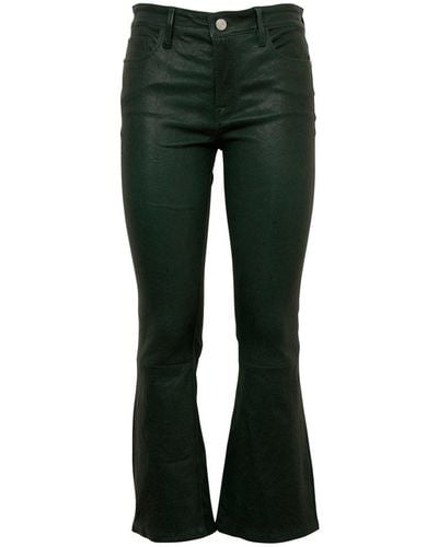 FRAME Le Crop Panelled Flared Trousers - Green
