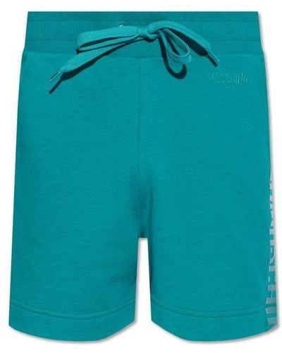 Moschino Shorts With Logo, - Blue