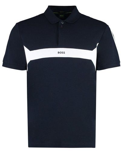 BOSS Short Sleeve Cotton Polo Shirt - Blue