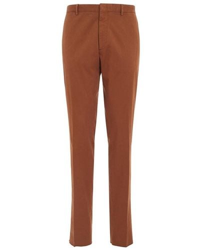 Zegna Straight Leg Tailored Pants - Brown