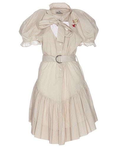 Vivienne Westwood Knot Detailed Belted Dress - White