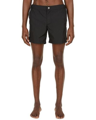Alexander McQueen Straight-leg Buttoned Swim Shorts - Black