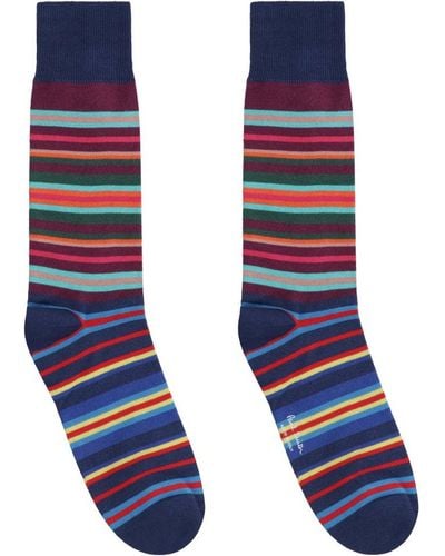 Paul Smith Striped Long Socks - Blue