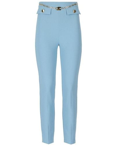 Elisabetta Franchi Chain Detailed High-waisted Pants - Blue