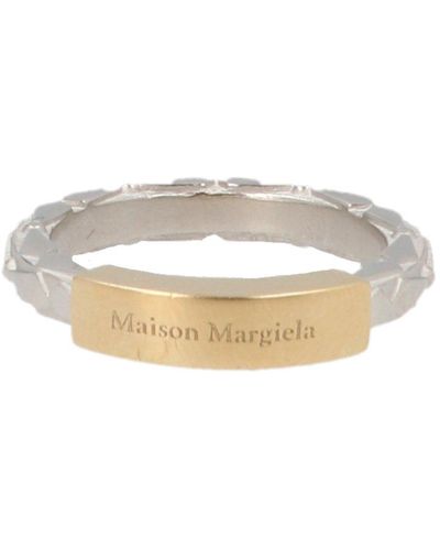 Maison Margiela Textured Finish Logo-engraved Ring - Metallic