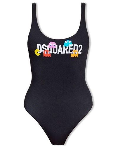 DSquared² X Pac-man Logo-print Swimsuit - Black