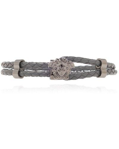 Versace Leather Bracelet - Gray