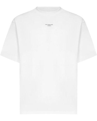 Drole de Monsieur Slogan Printed Crewneck T-shirt - White