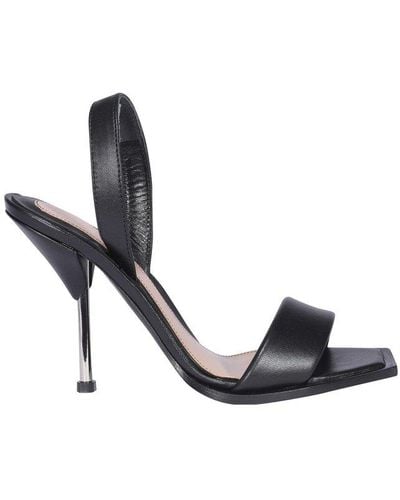 Alexander McQueen Square Toe Heeled Sandals - Black