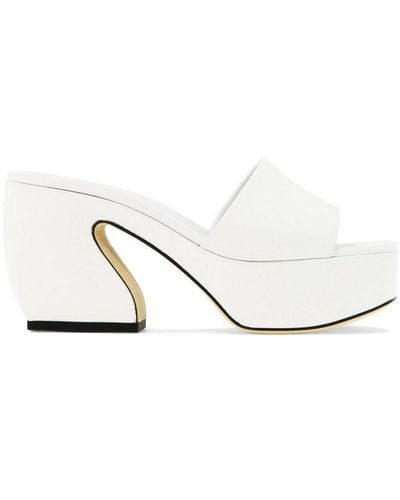 SI ROSSI Block Heeled Ankle Strap Sandals - White