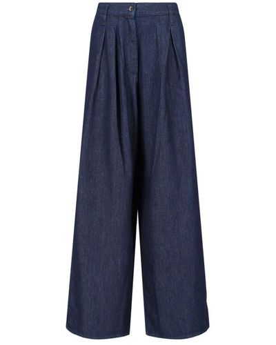 Dries Van Noten Logo-patch Pleated Pants - Blue