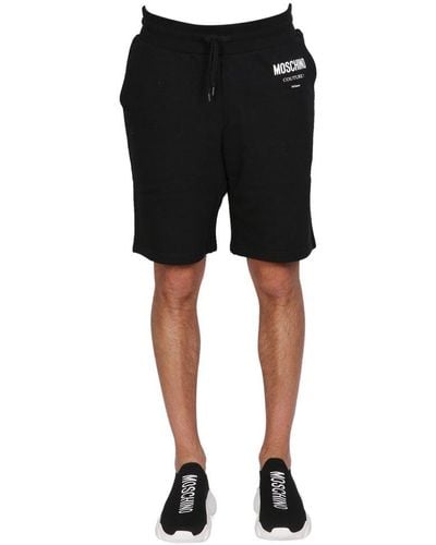 Moschino Logo-printed Drawstring Sweat Shorts - Black