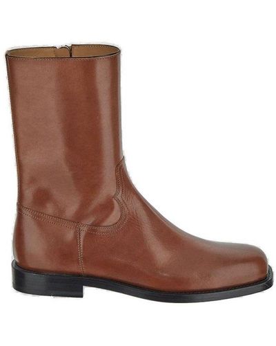Dries Van Noten Zipped Squared-toe Boots - Brown
