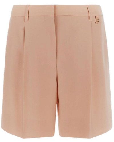 Burberry Logo Detailed Tailored Shorts - Natural