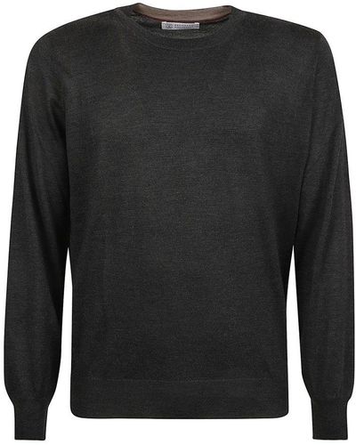 Brunello Cucinelli Crewneck Knitted Sweater - Black