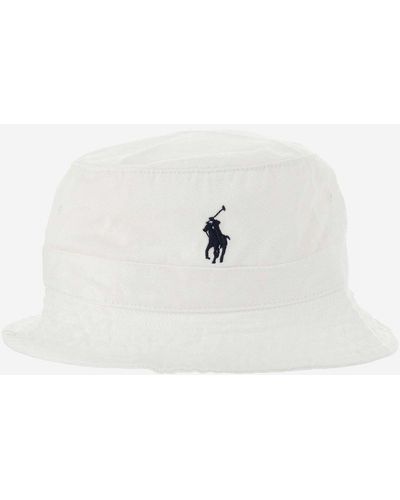 Polo Ralph Lauren Logo Embroidered Bucket Hat - White