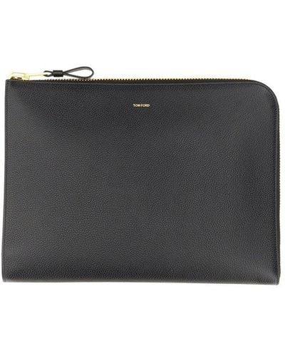 Tom Ford Men's Clutch Bag Pouch Leather Suede Black Brown Used from Japan