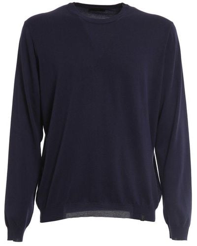 Fay Crewneck Long-sleeved Sweater - Blue