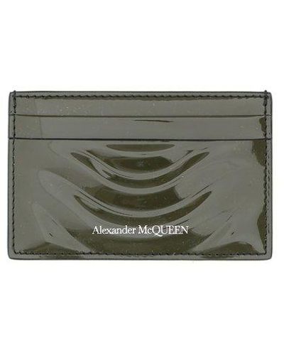 Alexander McQueen Ribcage Logo Detailed Card Holder - Green