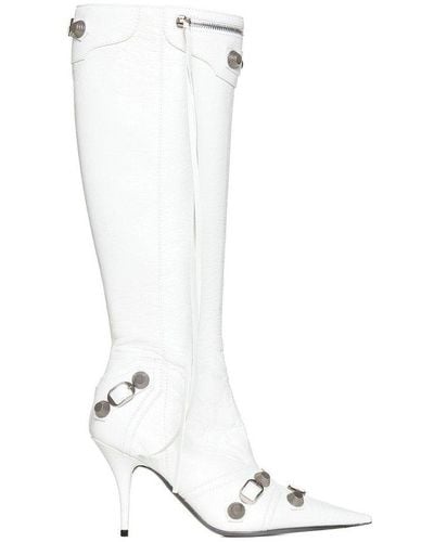 Balenciaga Cagole Pointed-toe Boots - White