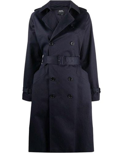A.P.C. Navy Cotton Coat - Blue