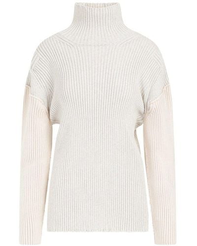 The Row Turtleneck Ribbed Knit Sweater - White