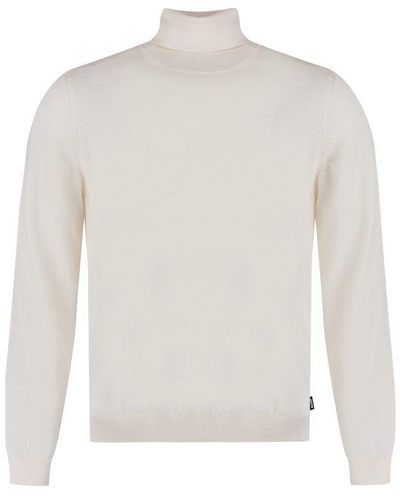 BOSS Virgin-wool Turtleneck Sweater - White