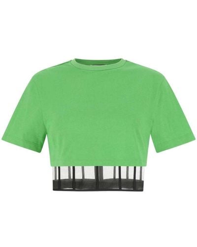 Alexander McQueen Layered Cropped T-shirt - Green