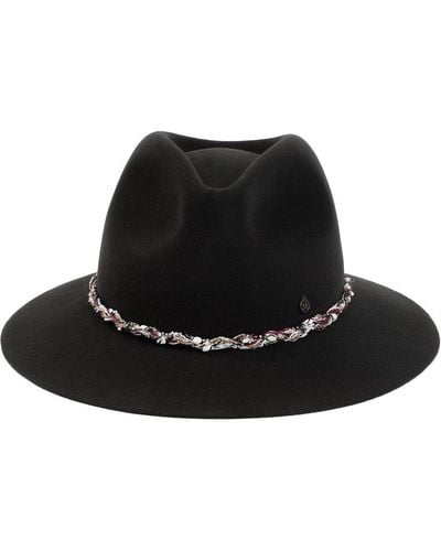 Maison Michel Rico Braid Tweed Hat - Black