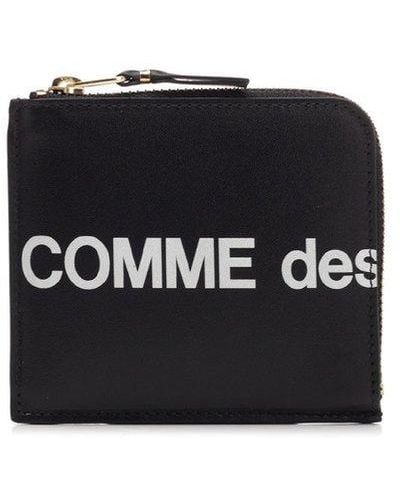 Comme des Garçons Logo Printed Zipped Wallet - Black