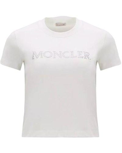 Moncler Logo Embellished Crewneck T-shirt - White
