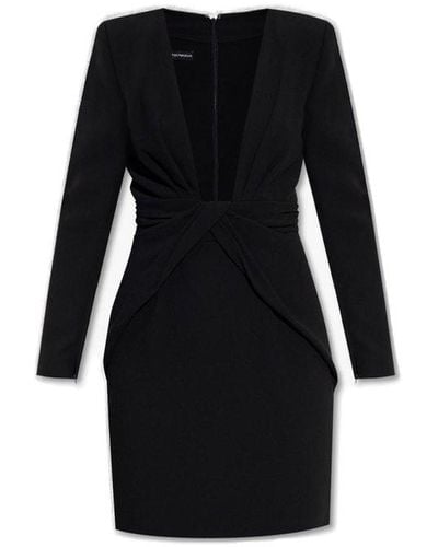 Emporio Armani Dress With Plunging Neckline - Black