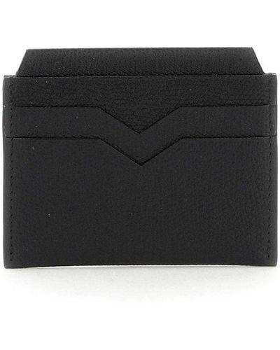 Valextra V-shaped Lacquered Edge Cardholder - Black