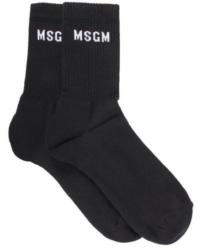MSGM Logo Intarsia-knit Socks - Black